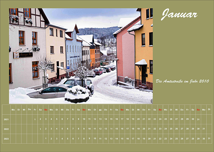 Ansicht vom Blatt Januar des Stadtlengsfelder Kalenders 2021-2023