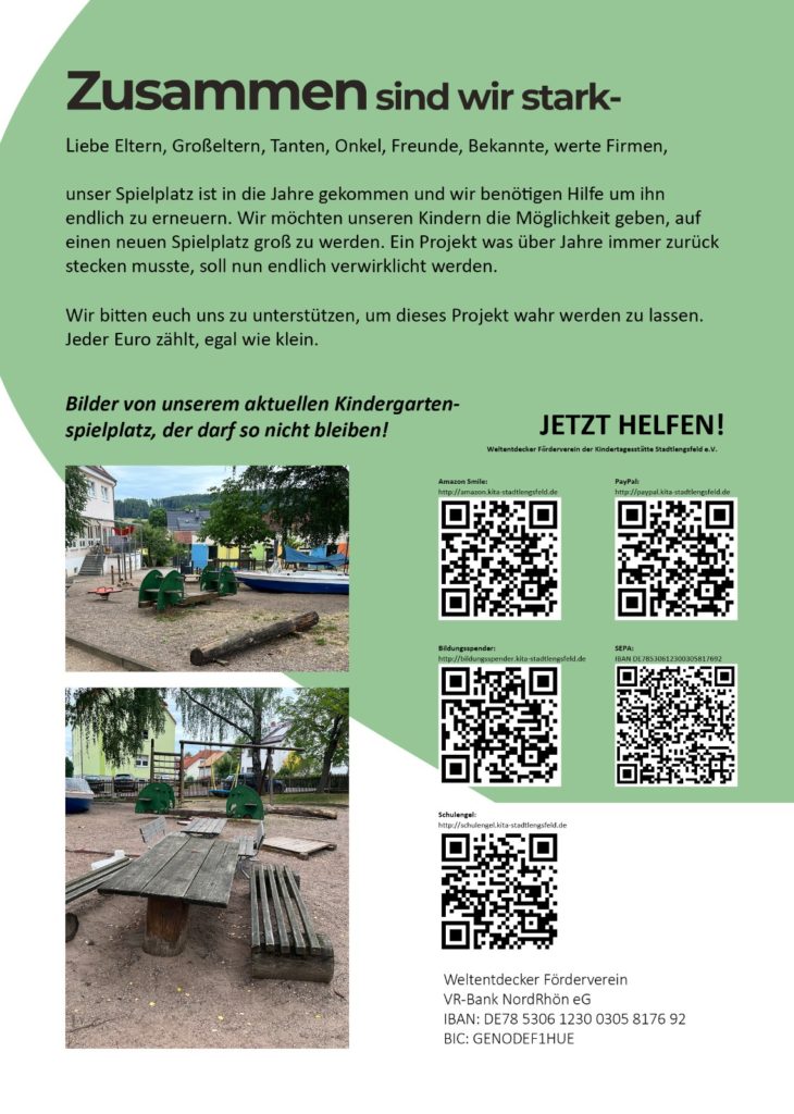Flyer zur Erneuerung des Spielplatzes